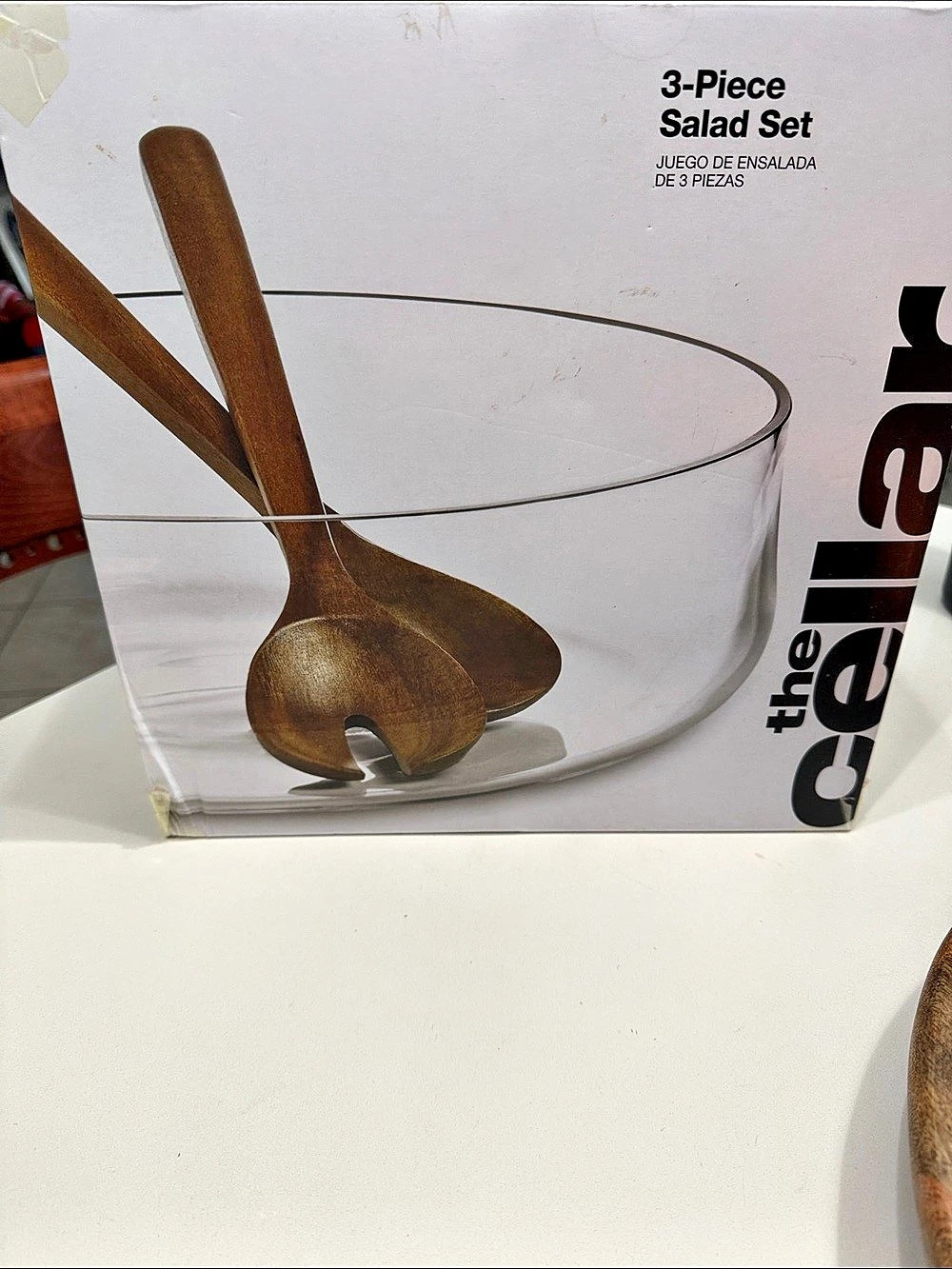 The Cellar 3-Piece Salad Set in Clear & Brown